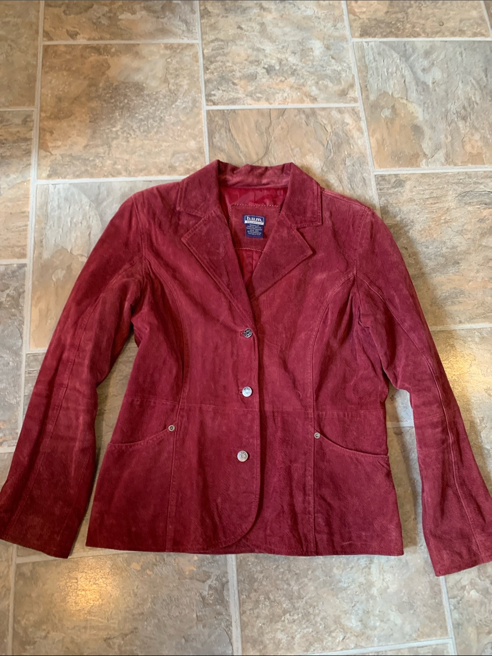 B.U.M. Equipment Cranberry Red Suede Leather Blazer Jacket